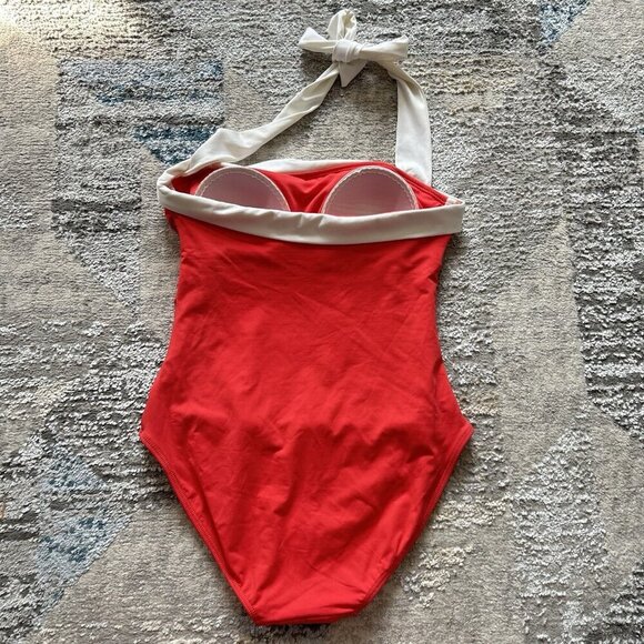 Lauren Ralph Lauren Womens Swimuit Bel-Air One Piece Halter Red Summer Beach - Picture 3 of 7